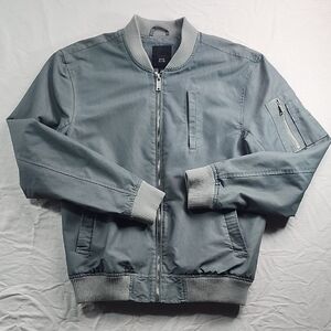 River Island Gray Bomber Jacket with Ribbed Collar and Long Sleeves
